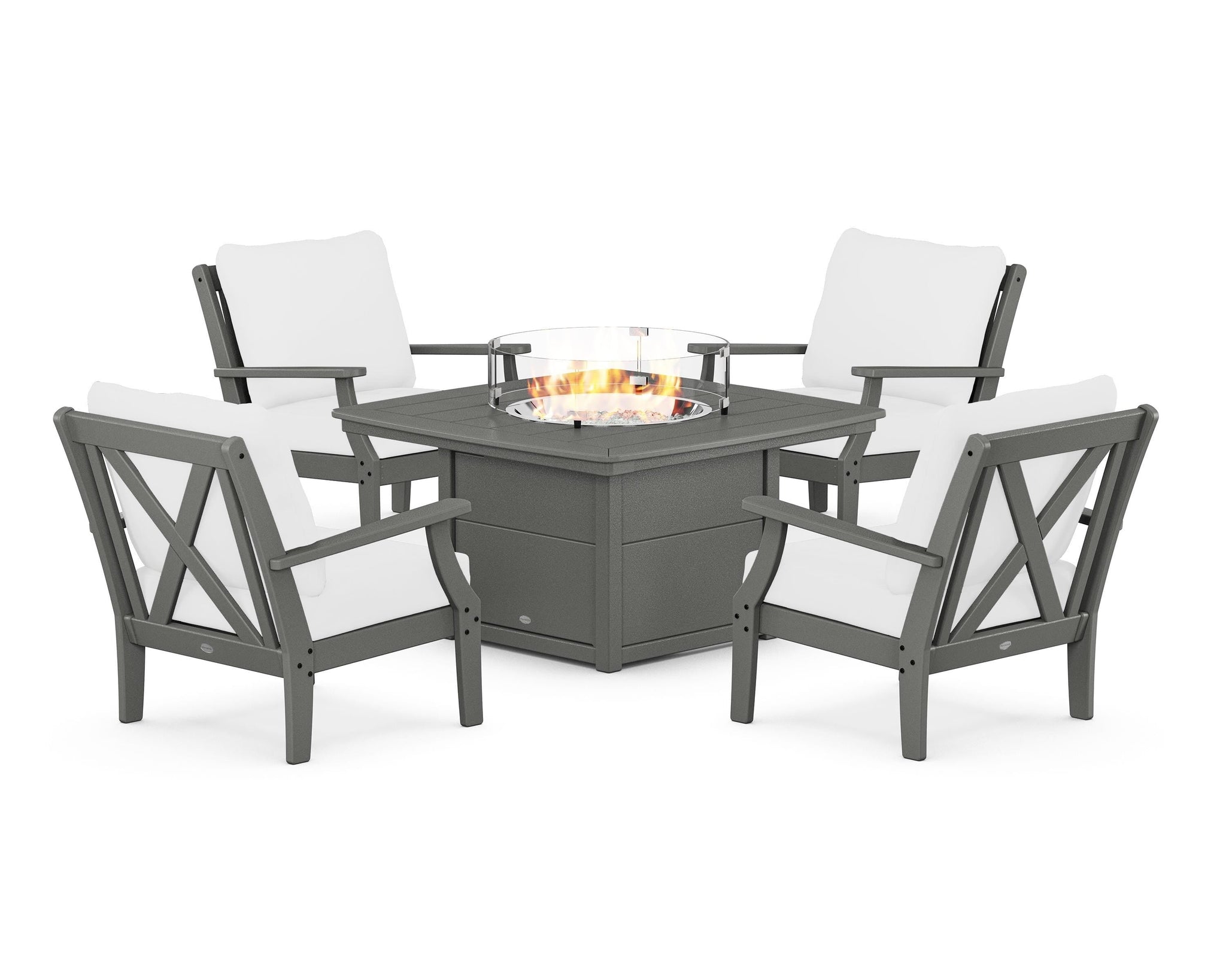 Braxton 5-Piece Deep Seating Conversation Set with Fire Pit Table