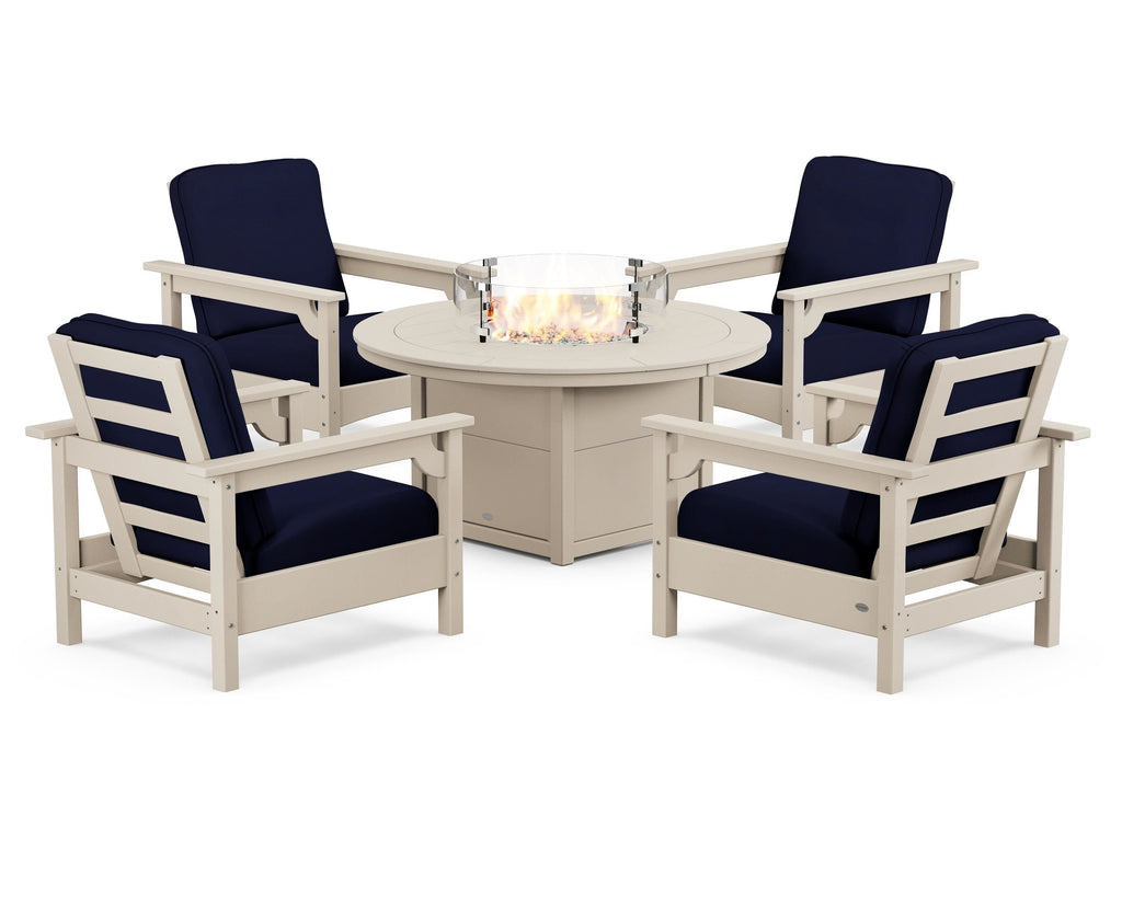 Club 5-Piece Conversation Set with Fire Pit Table