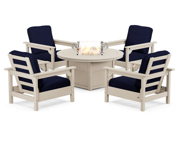 Club 5-Piece Conversation Set with Fire Pit Table