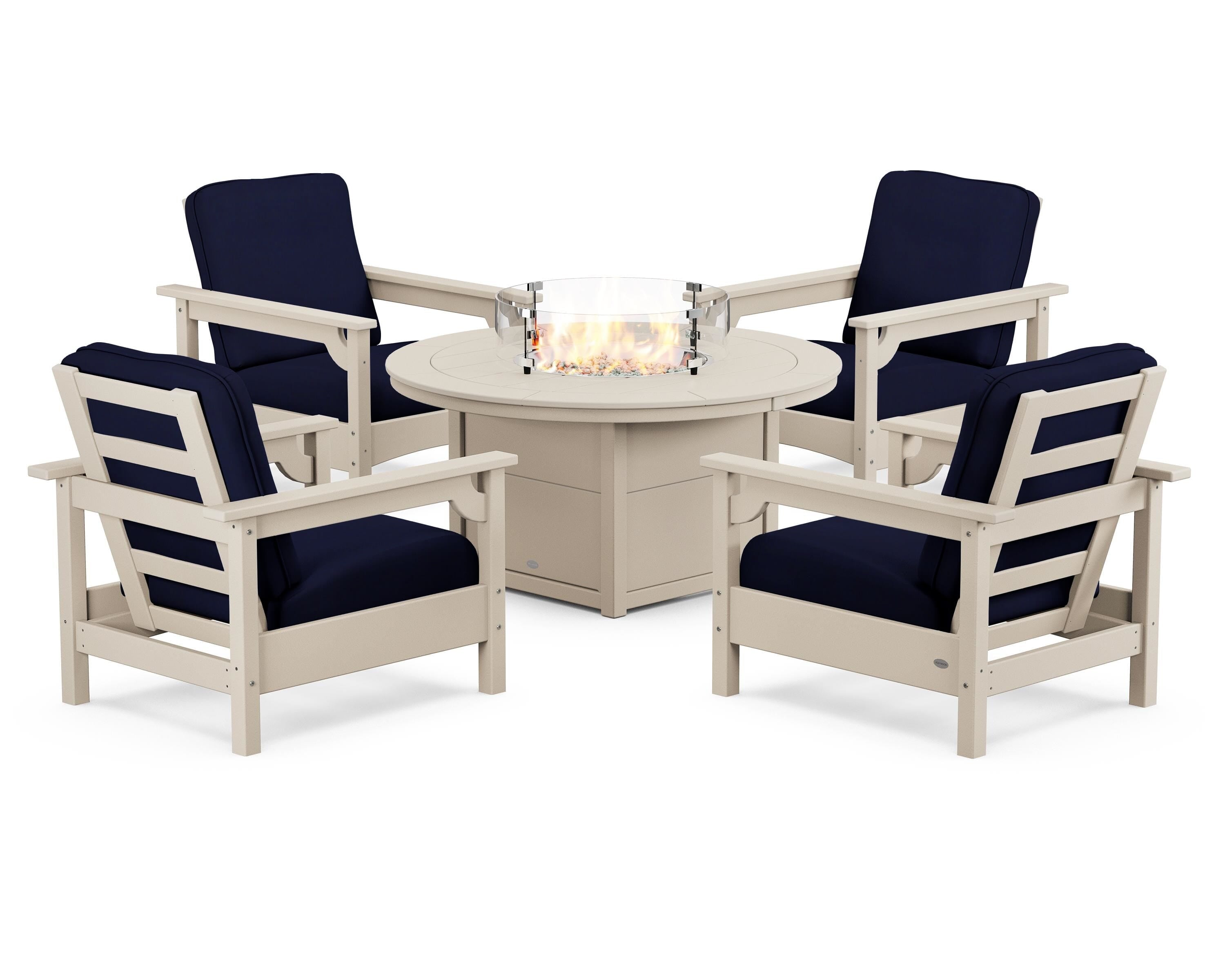 Club 5-Piece Conversation Set with Fire Pit Table
