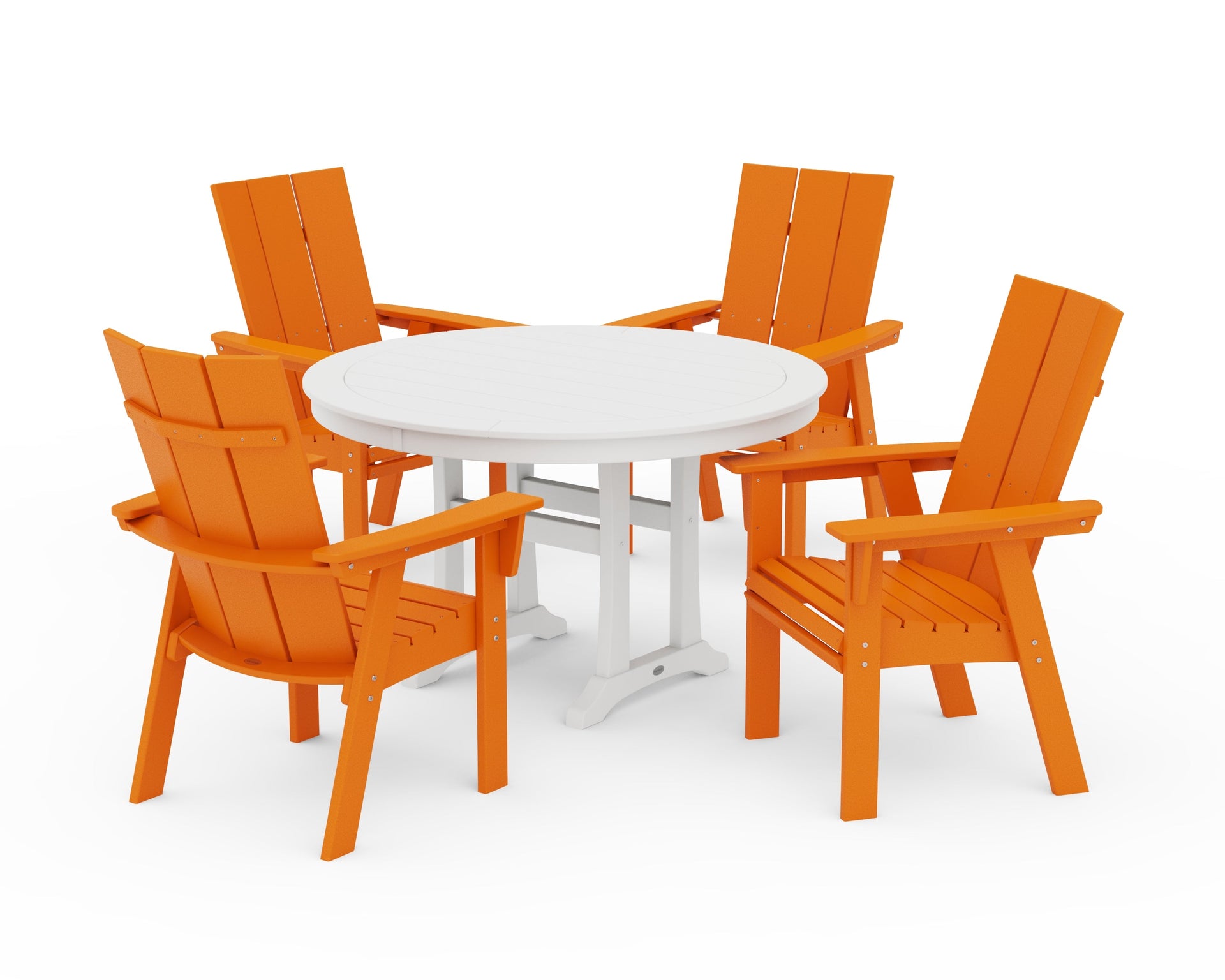 Modern Curveback Adirondack 5-Piece Nautical Trestle Dining Set