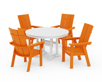 Modern Curveback Adirondack 5-Piece Nautical Trestle Dining Set
