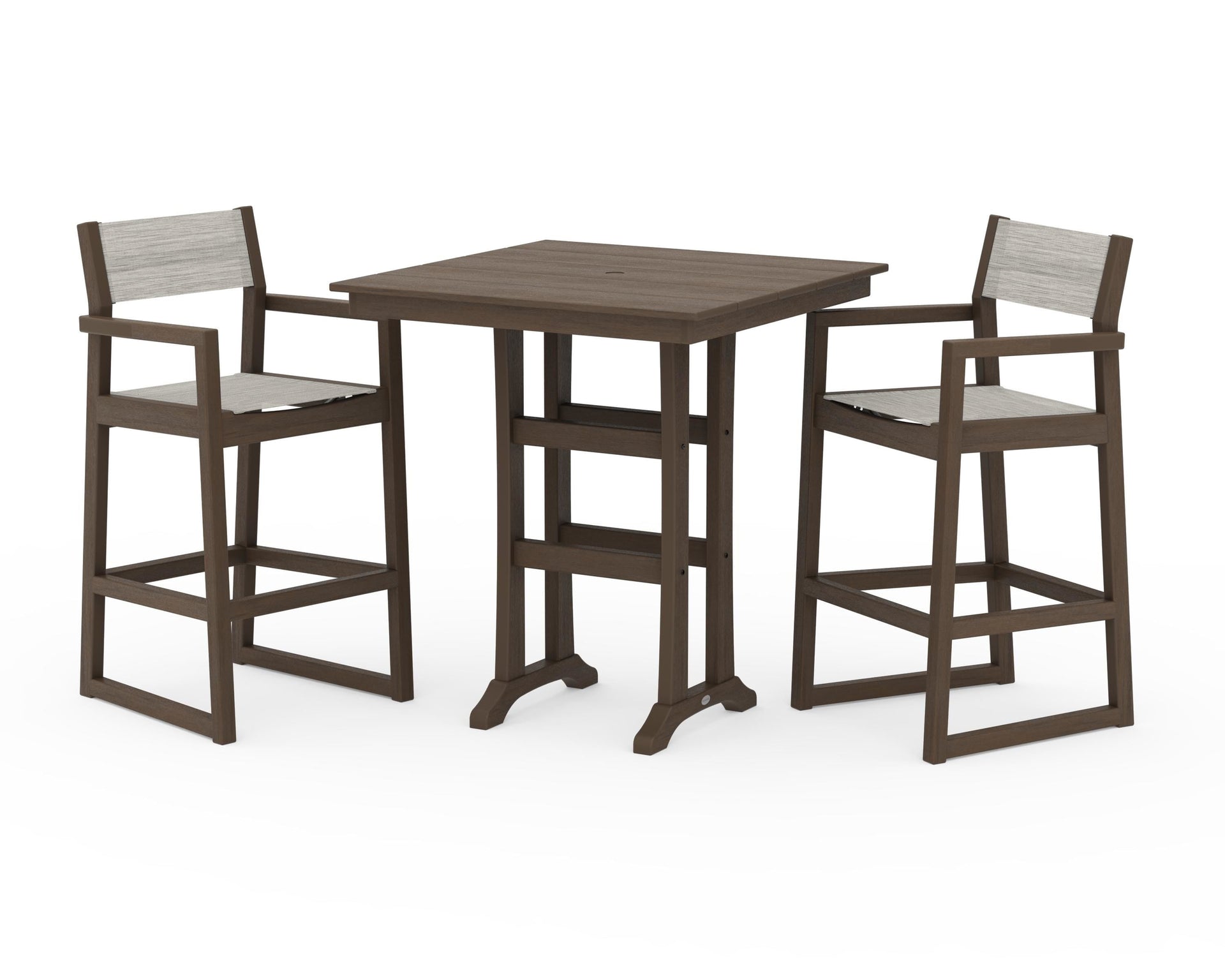 EDGE Sling Arm Chair 3-Piece Farmhouse Bar Set with Trestle Legs