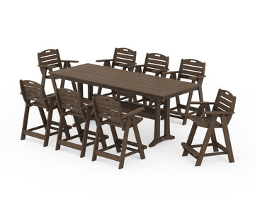 Nautical 9-Piece Farmhouse Counter Set with Trestle Legs