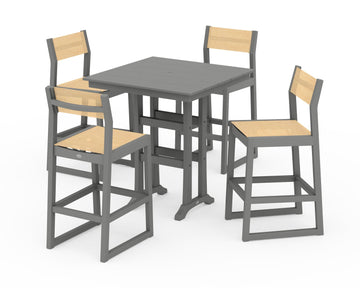 EDGE Sling Arm Chair 5-Piece Farmhouse Bar Set with Trestle Legs