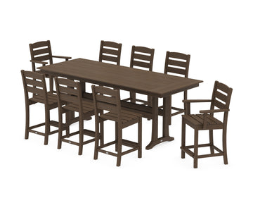 Lakeside 9-Piece Farmhouse Counter Set with Trestle Legs