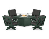 Braxton 5-Piece Deep Seating Swivel Conversation Set with Fire Pit Table