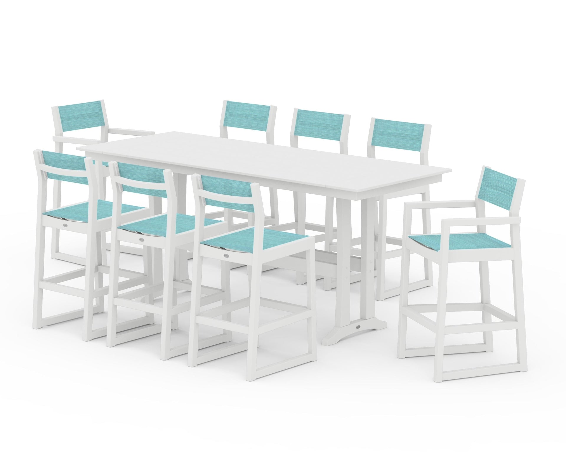 EDGE Sling 9-Piece Farmhouse Bar Set with Trestle Legs