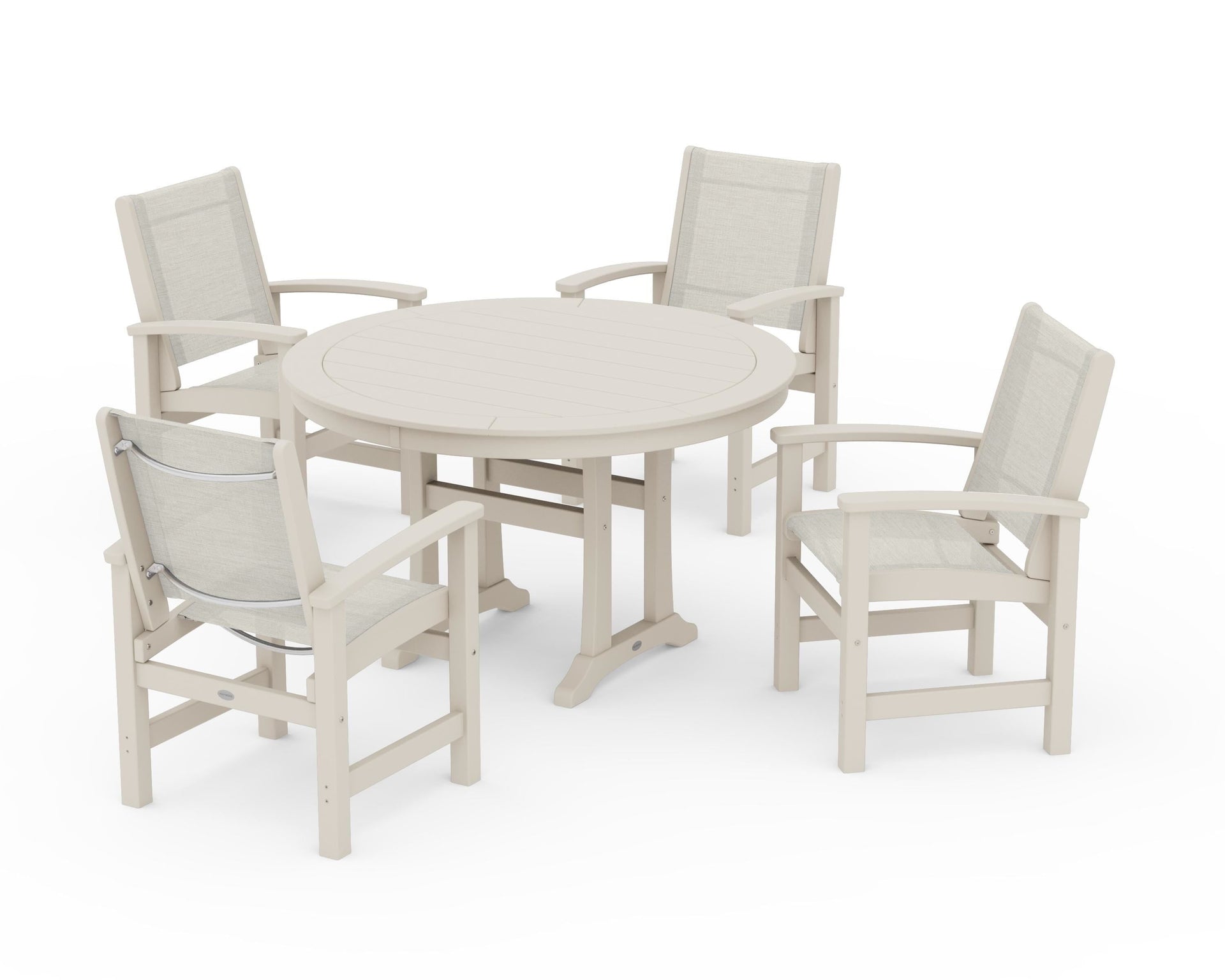 Coastal 5-Piece Round Dining Set with Trestle Legs