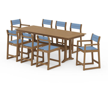 EDGE Sling 9-Piece Farmhouse Counter Set with Trestle Legs