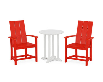 Modern Adirondack 3-Piece Round Farmhouse Bistro Dining Set