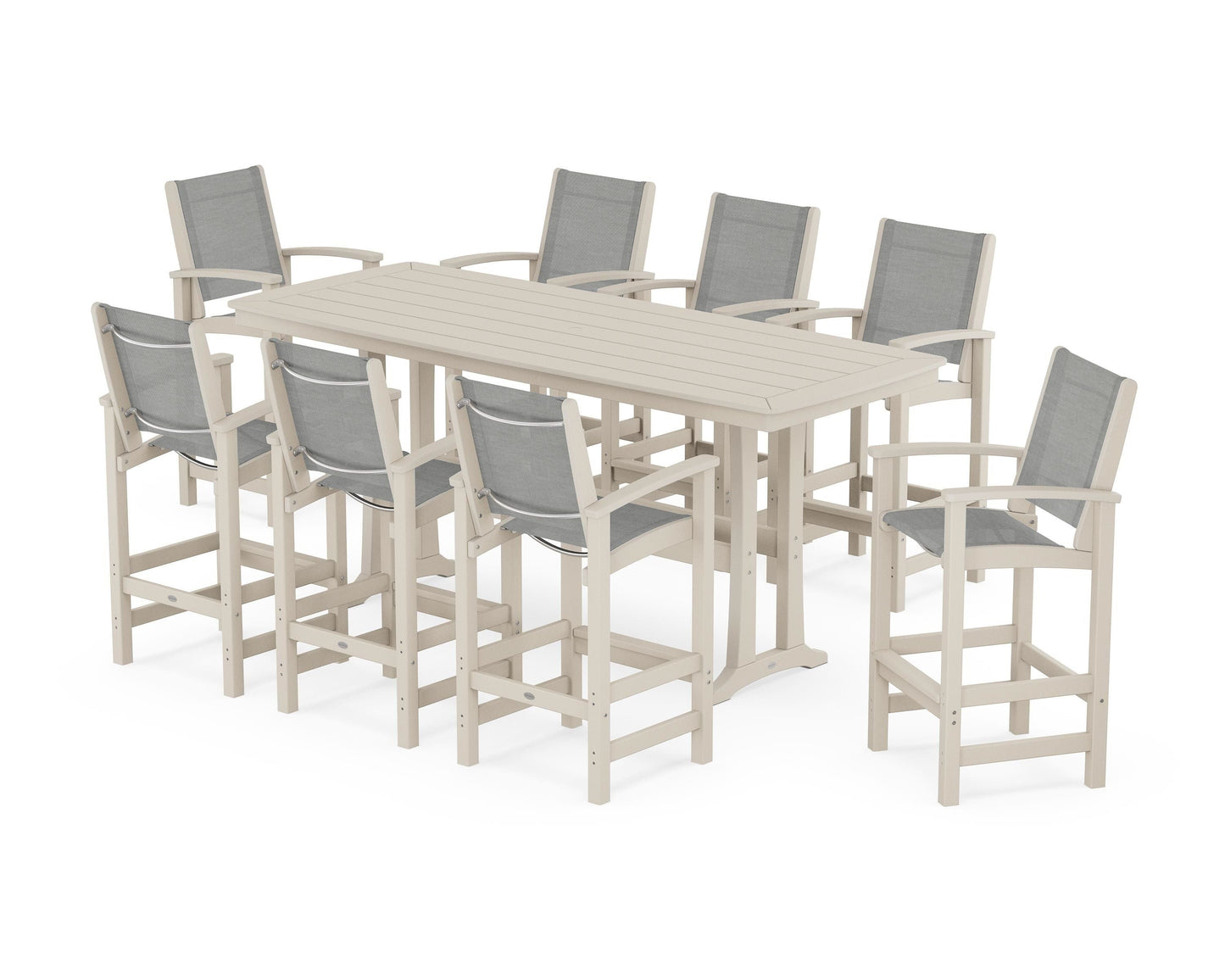 Coastal 9-Piece Bar Set with Trestle Legs