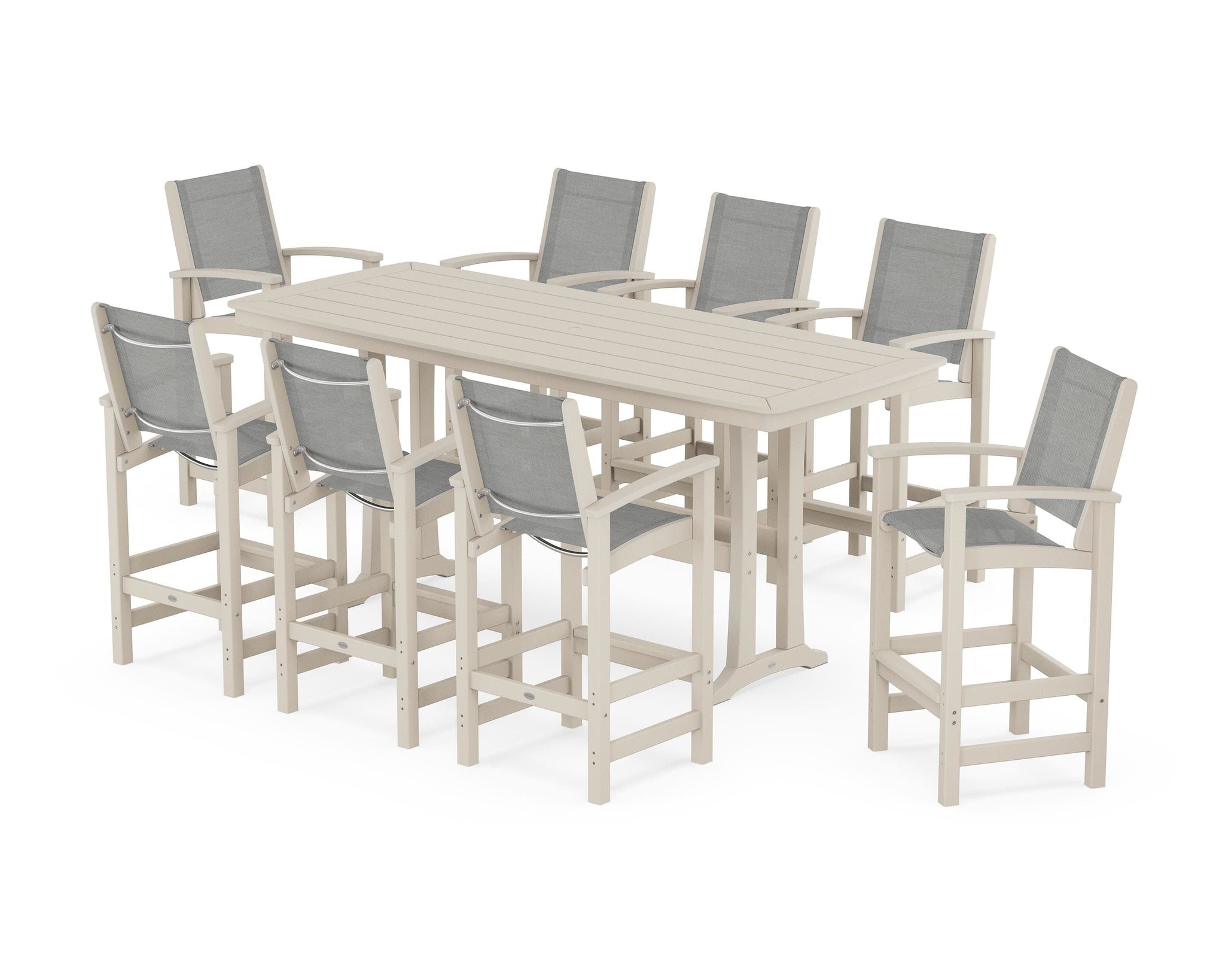 Coastal 9-Piece Bar Set with Trestle Legs