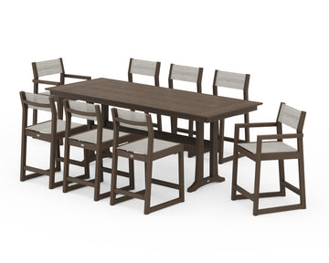 EDGE Sling 9-Piece Farmhouse Counter Set with Trestle Legs