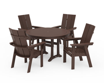 Modern Curveback Adirondack 5-Piece Nautical Trestle Dining Set