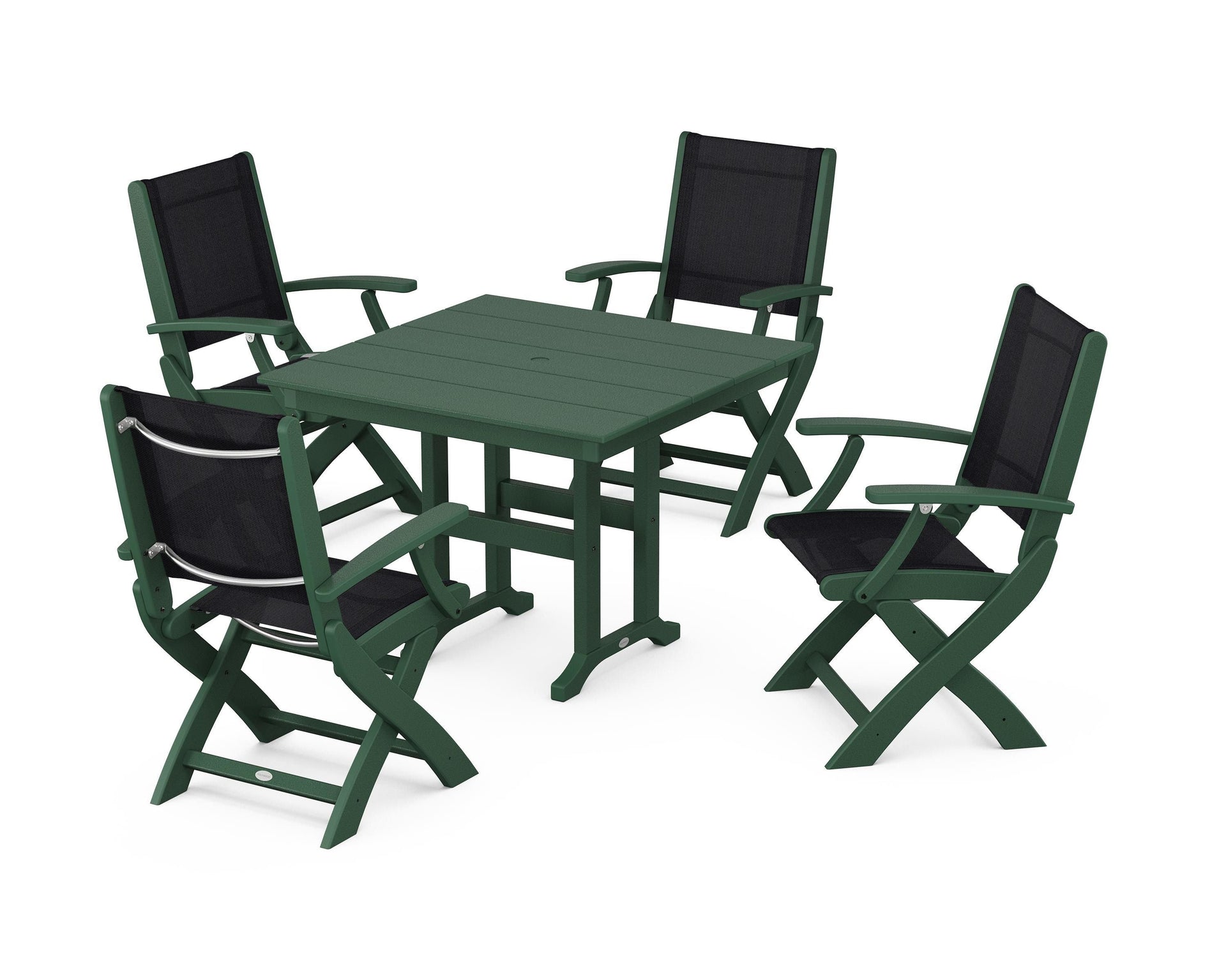 Coastal Folding Chair 5-Piece Farmhouse Dining Set