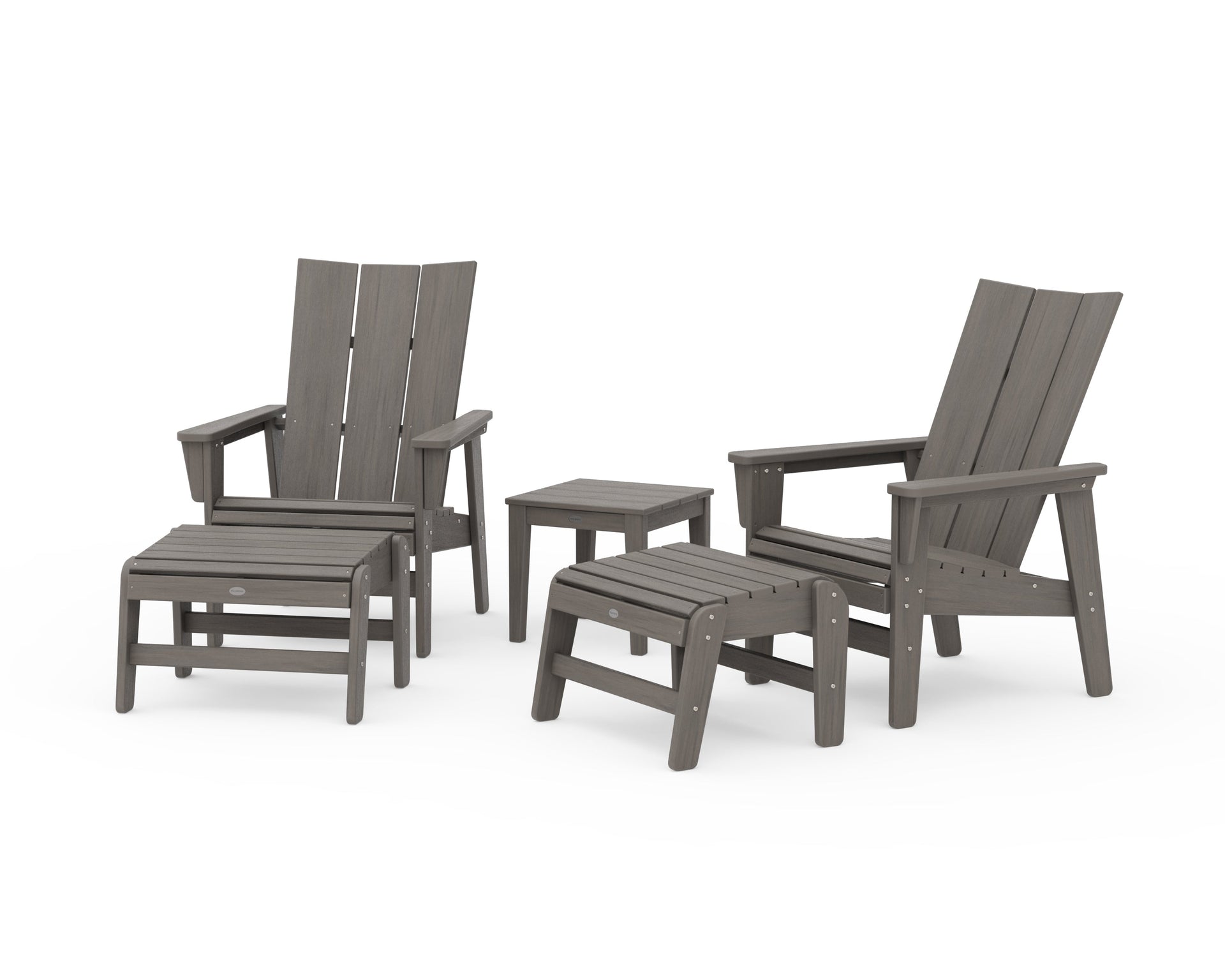 5-Piece Modern Grand Upright Adirondack Set with Ottomans and Side Table