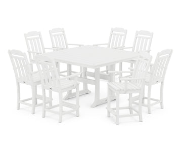 Cottage 9-Piece Square Counter Set with Trestle Legs