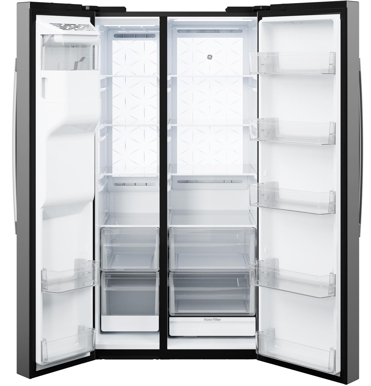 GE® 23.5 Cu. Ft. Counter-Depth Side-By-Side Refrigerator with LED Light Walls and Extra Tall Dispenser