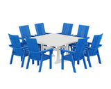 Modern Curveback Adirondack 9-Piece Square Dining Set with Trestle Legs