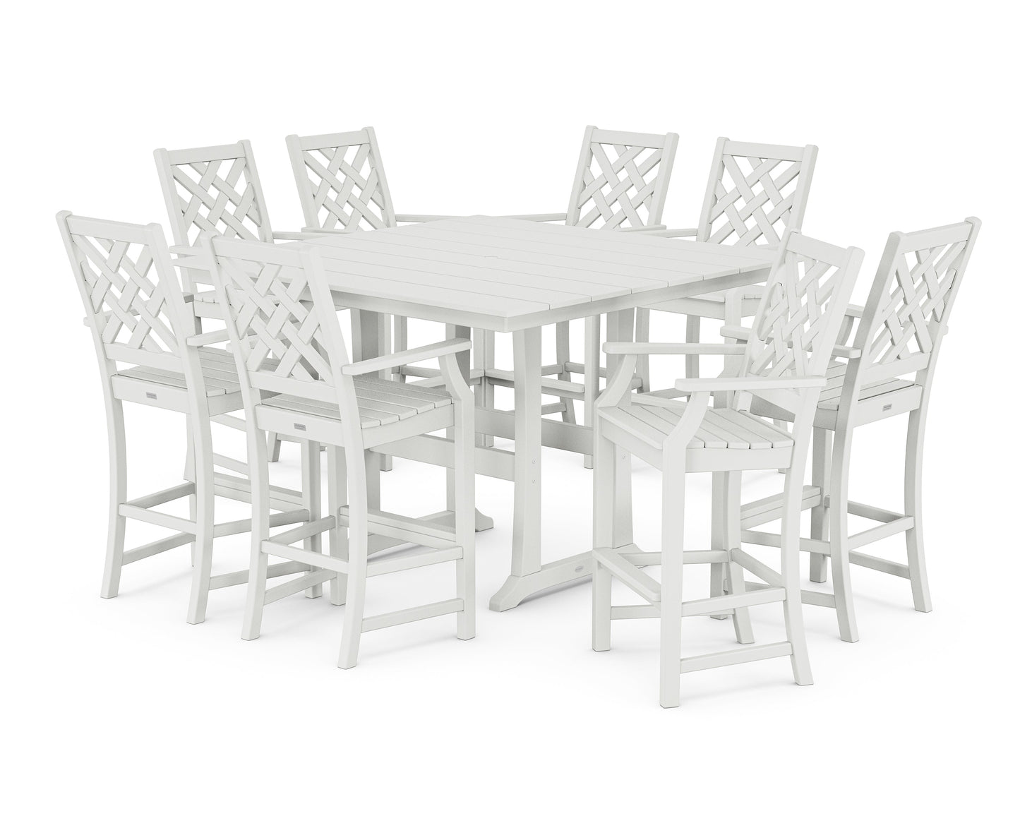 Wovendale 9-Piece Square Farmhouse Bar Set with Trestle Legs