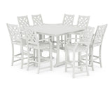Wovendale 9-Piece Square Farmhouse Bar Set with Trestle Legs