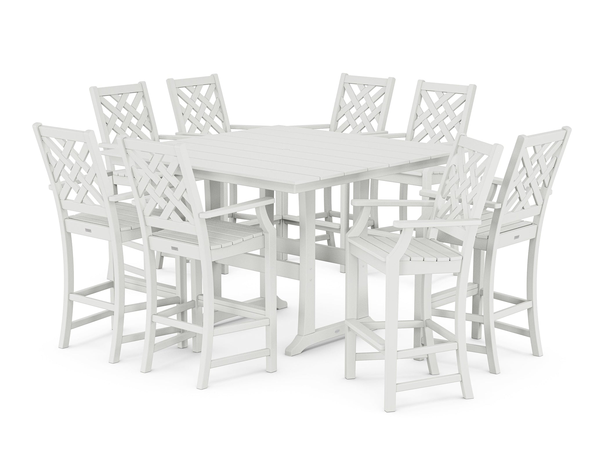 Wovendale 9-Piece Square Farmhouse Bar Set with Trestle Legs