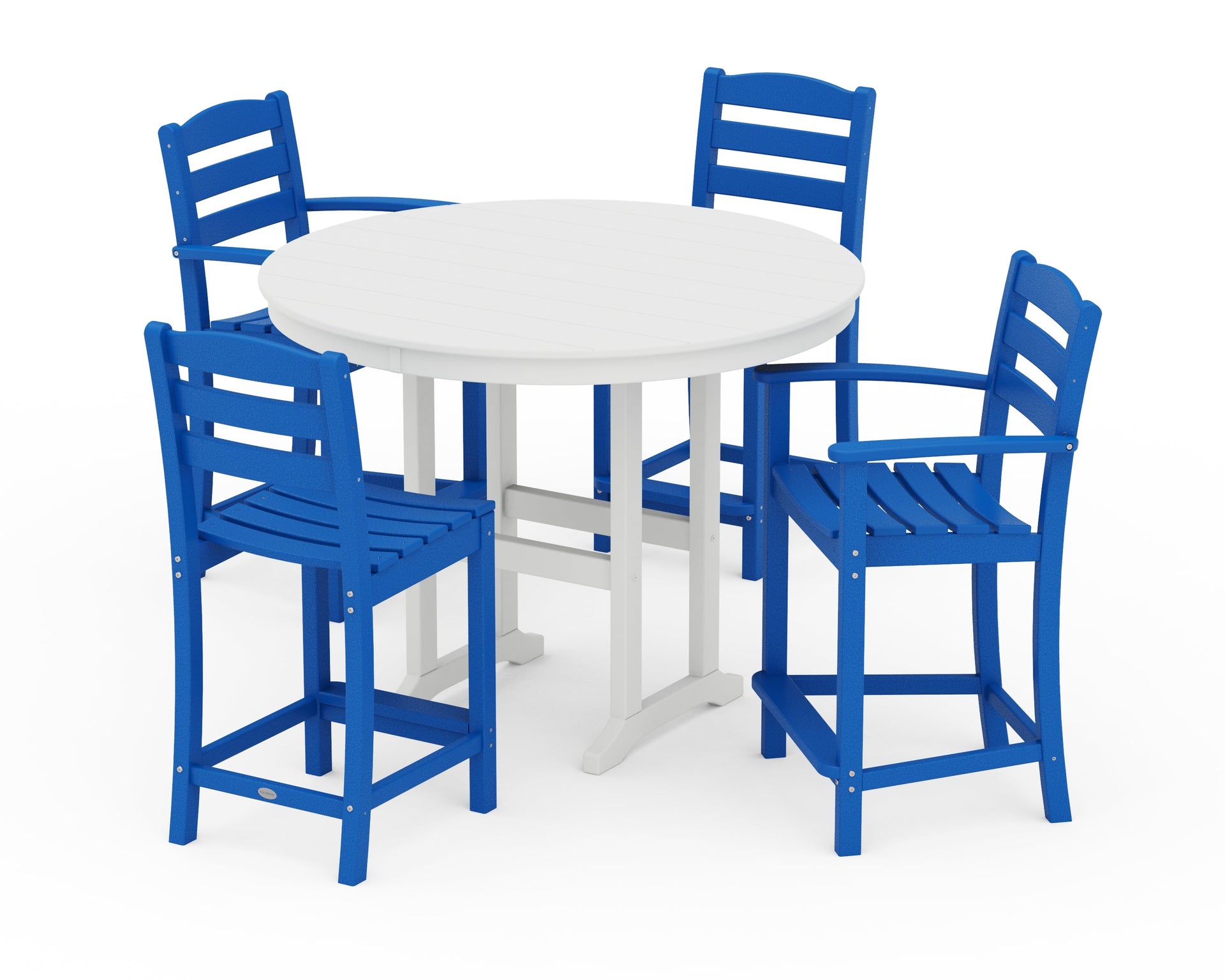 La Casa Café 5-Piece Round Farmhouse Counter Dining Set