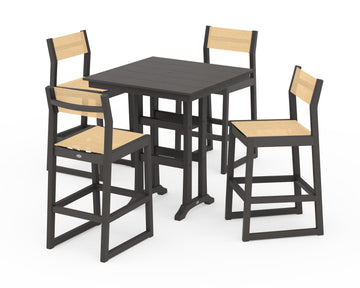 EDGE Sling Arm Chair 5-Piece Farmhouse Bar Set with Trestle Legs