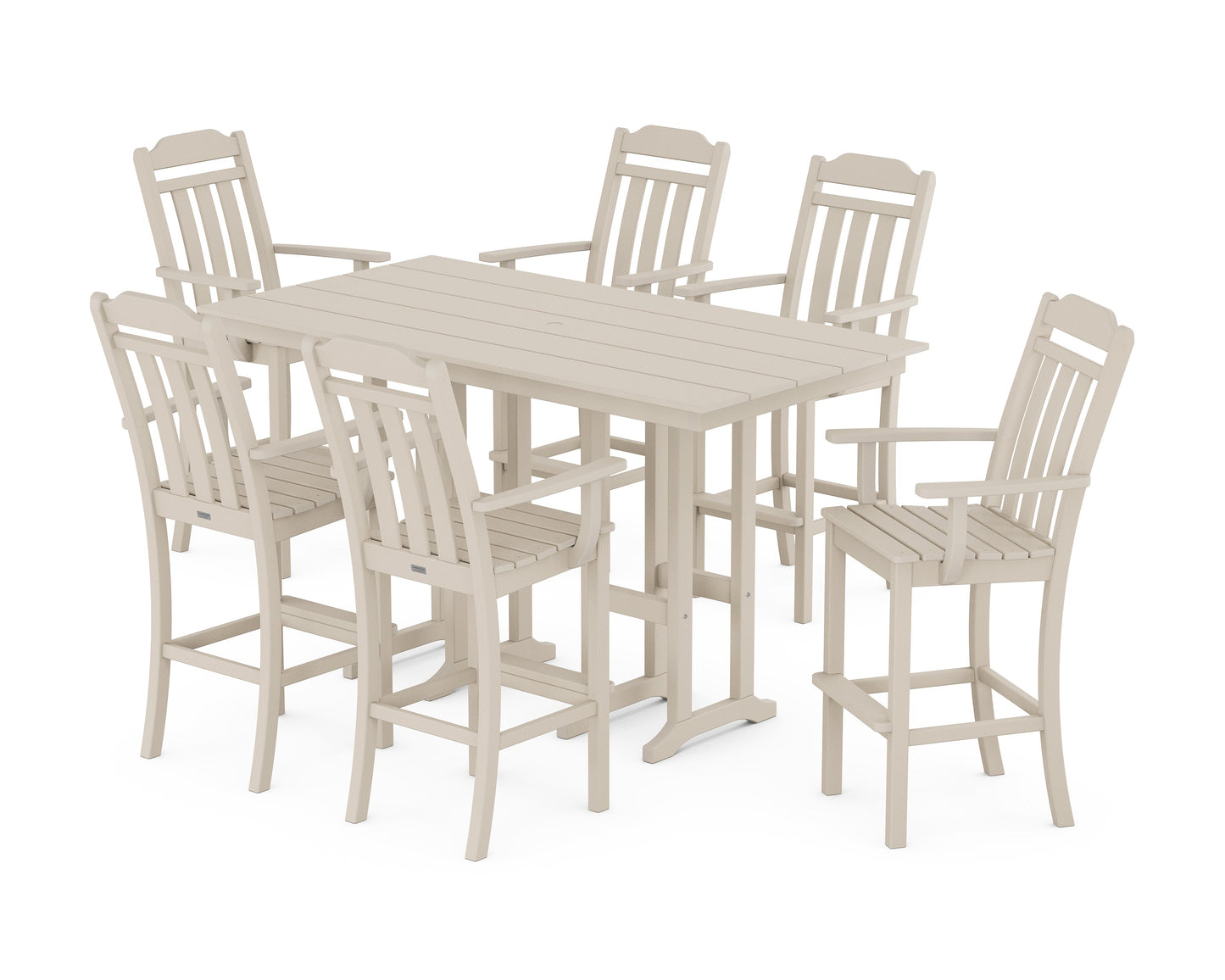 Cottage Arm Chair 7-Piece Farmhouse Bar Set
