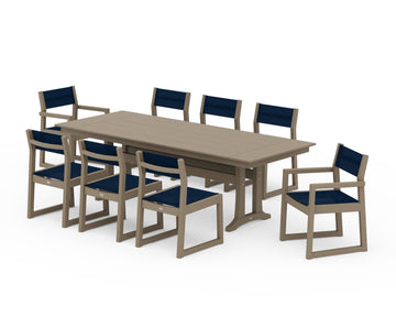 EDGE Sling 9-Piece Farmhouse Trestle Dining Set