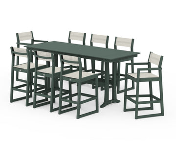 EDGE Sling 9-Piece Farmhouse Bar Set with Trestle Legs