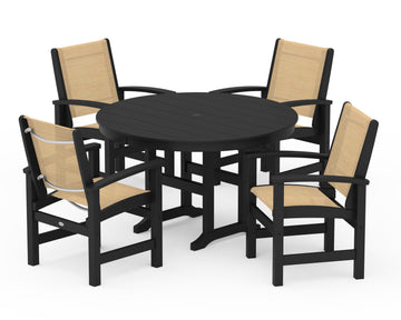 Coastal 5-Piece Round Farmhouse Dining Set