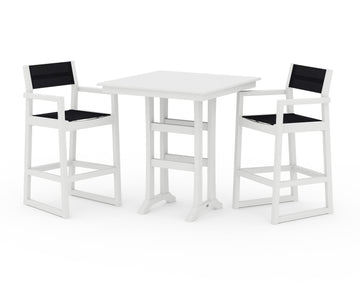 EDGE Sling Arm Chair 3-Piece Farmhouse Bar Set with Trestle Legs