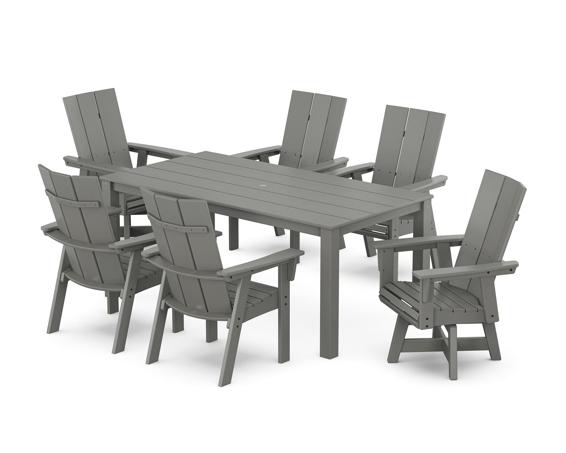 Modern Curveback Adirondack 7-Piece Parsons Swivel Dining Set