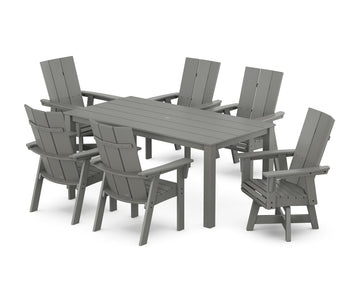 Modern Curveback Adirondack 7-Piece Parsons Swivel Dining Set