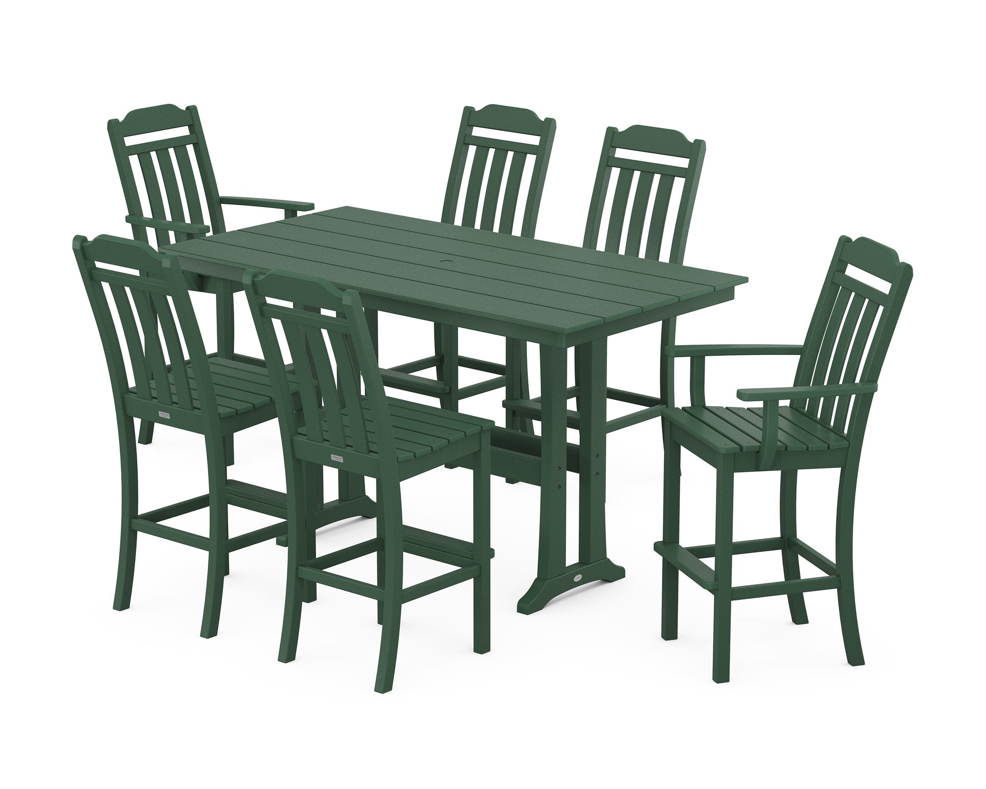 Cottage 7-Piece Farmhouse Bar Set with Trestle Legs