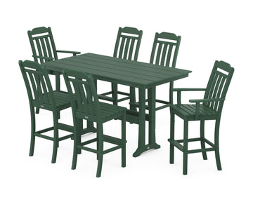 Cottage 7-Piece Farmhouse Bar Set with Trestle Legs