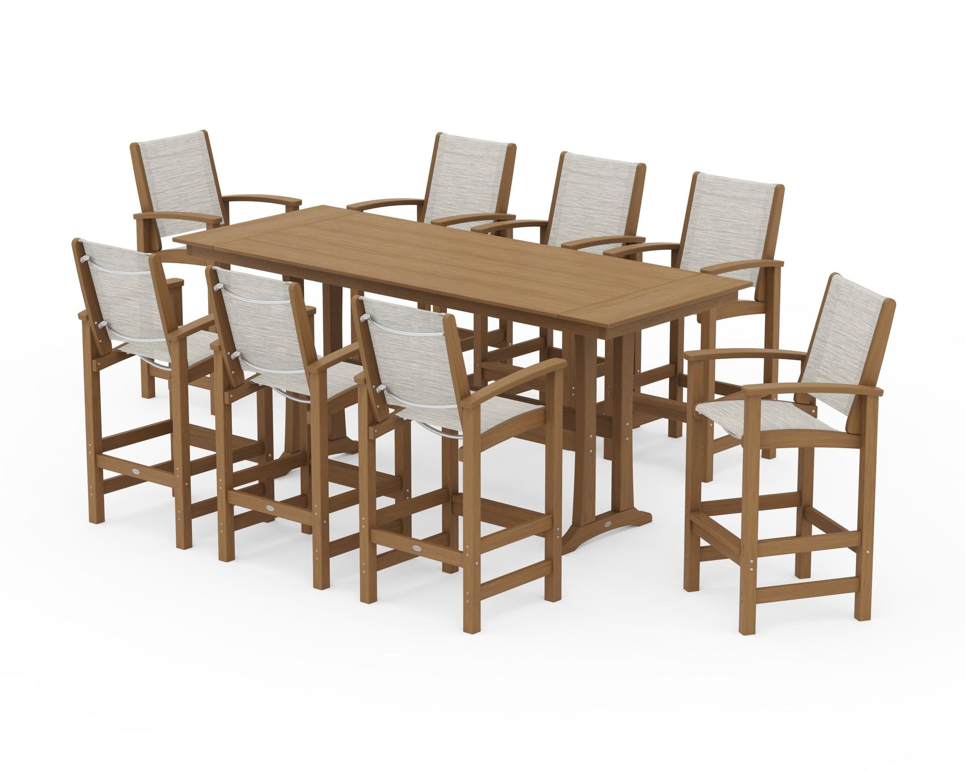 Coastal 9-Piece Farmhouse Bar Set with Trestle Legs