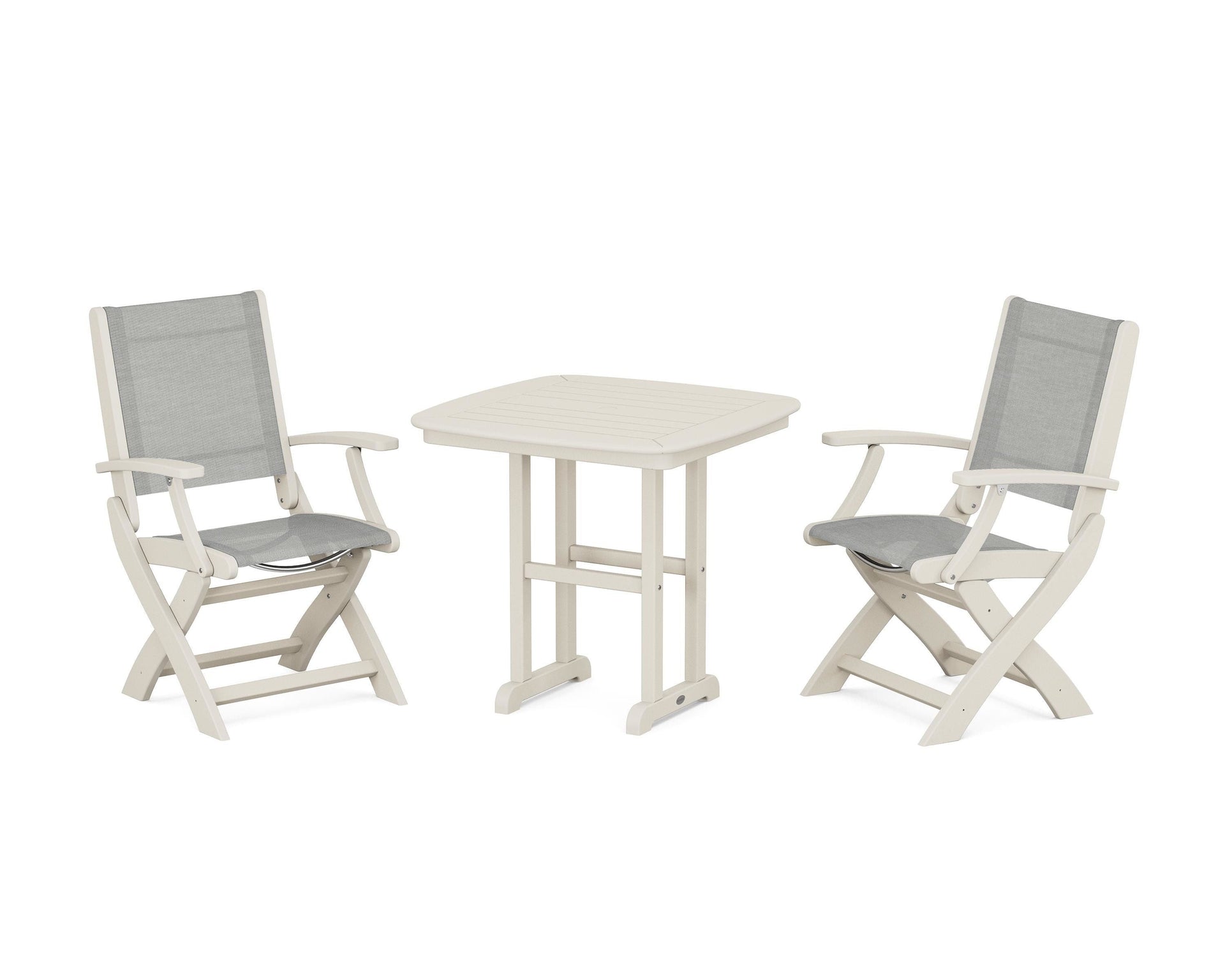 Coastal Folding Chair 3-Piece Dining Set