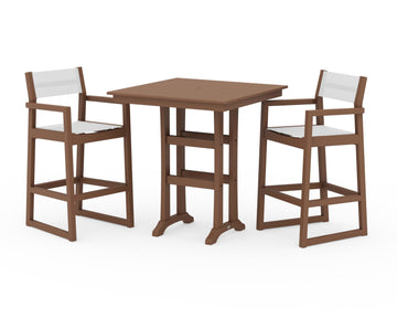 EDGE Sling Arm Chair 3-Piece Farmhouse Bar Set with Trestle Legs