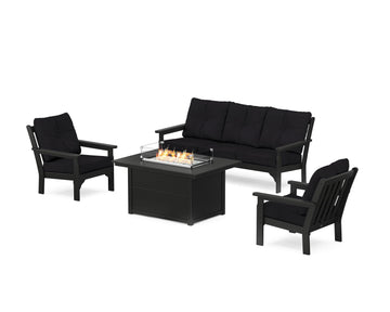 Vineyard Deep Seating Fire Pit Table Set