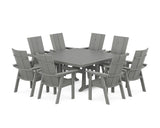 Modern Curveback Adirondack 9-Piece Square Dining Set with Trestle Legs