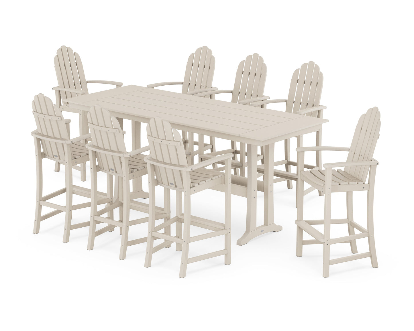 Classic Adirondack 9-Piece Farmhouse Bar Set with Trestle Legs