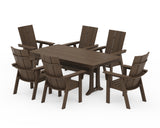 Modern Curveback Adirondack 7-Piece Dining Set with Trestle Legs