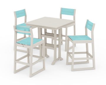 EDGE Sling Arm Chair 5-Piece Farmhouse Bar Set with Trestle Legs