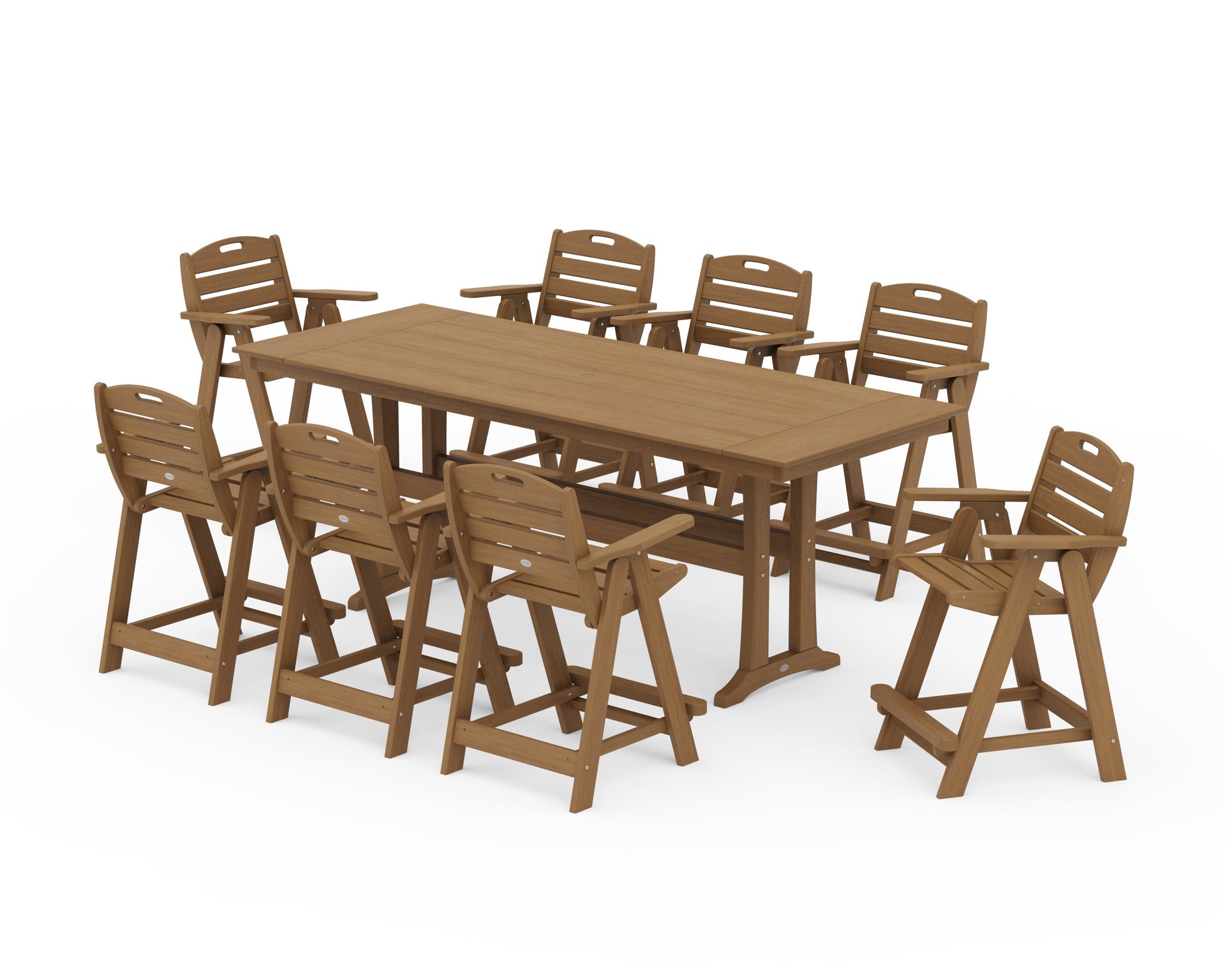 Nautical 9-Piece Farmhouse Counter Set with Trestle Legs