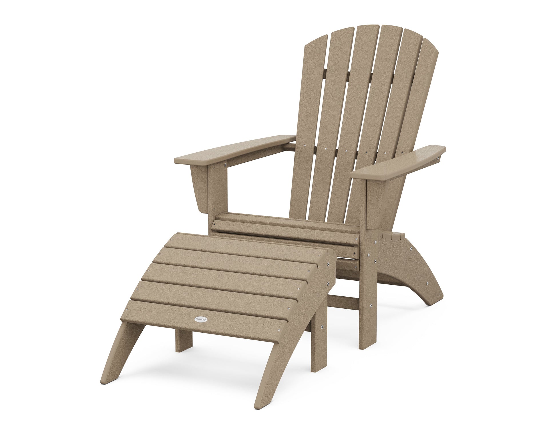 Nautical Curveback Adirondack Chair 2-Piece Set with Ottoman