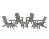 Modern Curveback Adirondack Chair 9-Piece Conversation Set