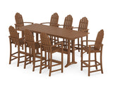 Classic Adirondack 9-Piece Farmhouse Bar Set with Trestle Legs